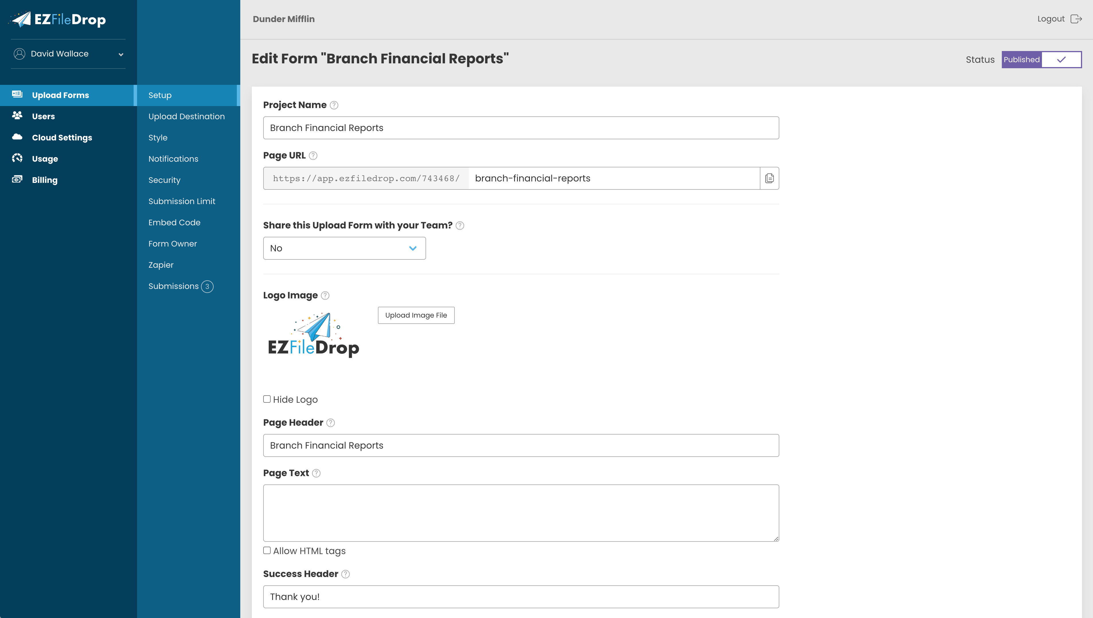 screenshot of EZ File Drop